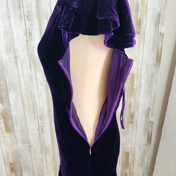 Polo Ralph Lauren Velvet Silk Blend Dress Sz 6 Purple Flutter Sleeve Party - Picture 9 of 15